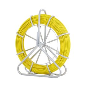 VEVOR Fish Tape Fiberglass, 492 ft, 5/16 in, Duct Rodder Fishtape Wire Puller, Cable Running Rod with Steel Reel Stand, 3 Pulling Heads