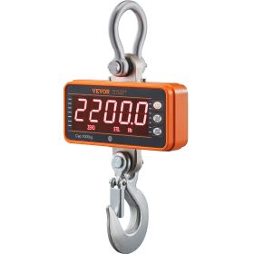 VEVOR Digital Crane Scale, 2200 lbs/1000 kg, Industrial Heavy Duty Hanging Scale with Remote Control, Cast Aluminum Case & LED Screen