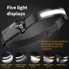 Rechargeable LED Headlamp ,COB230° Wide Beam Head Lamp , 5 Modes of Lightweight Head lamp with Motion Sensors, Type-C USB Charging Headlamps