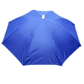 Portable Rain Hat Outdoor Folding Umbrella Fishing Sun Shade Anti-UV Camping Fishing Headwear Cap Beach Head Hat Accessory (Color: Sapphire Blue)