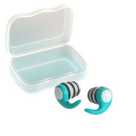 Swimming Ear Plugs, 1 Pairs Waterproof Reusable Silicone Swim Earplugs (Color: Green, size: L)