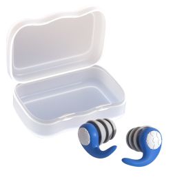 Swimming Ear Plugs, 1 Pairs Waterproof Reusable Silicone Swim Earplugs (Color: Blue, size: S)