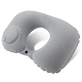 Inflatable Travel Pillow; Pressing U-shaped Neck Pillow; Portable Sleeping Pillow For Airplane; Train; Car; Office (Color: grey)