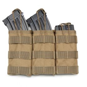 Molle Open Top Double Triple Mag Pouch (Color: khaki, size: Triple)