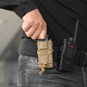 9mm Molle Mag Pouch Open-Top Pistol Mag Pouch Adjustable Mag Pouch Compatible With Various MOLLE Tactical Belts (Color: Black, size: Single)