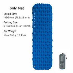 Naturehike Inflatable Mattress Ultralight Waterproof Compact Air Mat Single Sleeping Pad Travel Folding Bed Portable Camping Mat (Color: Blue-only Mat)