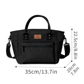 Durable Thermal Snacks Organizer Insulated Wide-Open Drinks Holder Lunch Bag Work Beach Fishing Men Adults Made Polyester (Color: Black)