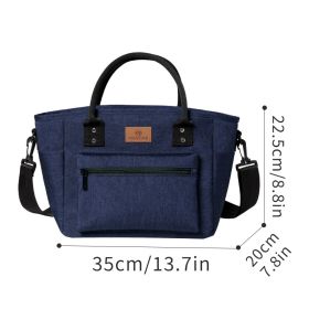 Durable Thermal Snacks Organizer Insulated Wide-Open Drinks Holder Lunch Bag Work Beach Fishing Men Adults Made Polyester (Color: Navy)