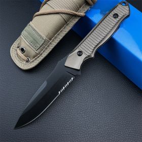 Fixed blade knife EDC Survival Knives Outdoor Camping Fishing (Shape: Half tooth)