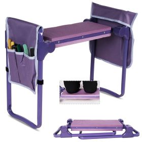 Widen Garden Kneeler and Seat Bench Folding Garden Workseat with EVA Foam Kneeling Pad and Dual Pouch (SKU: KM4007-DB)